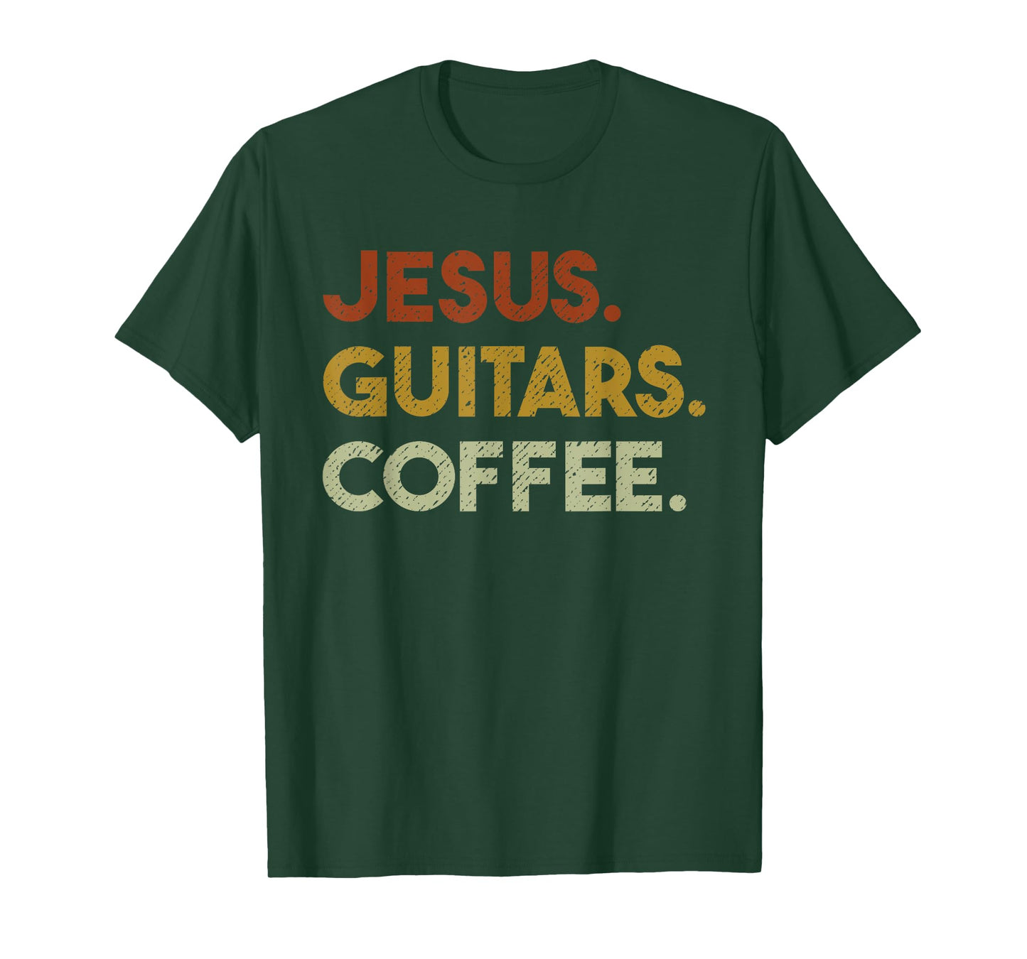Jesus Guitars Coffee - Christian Men Guitar Worship T-Shirt