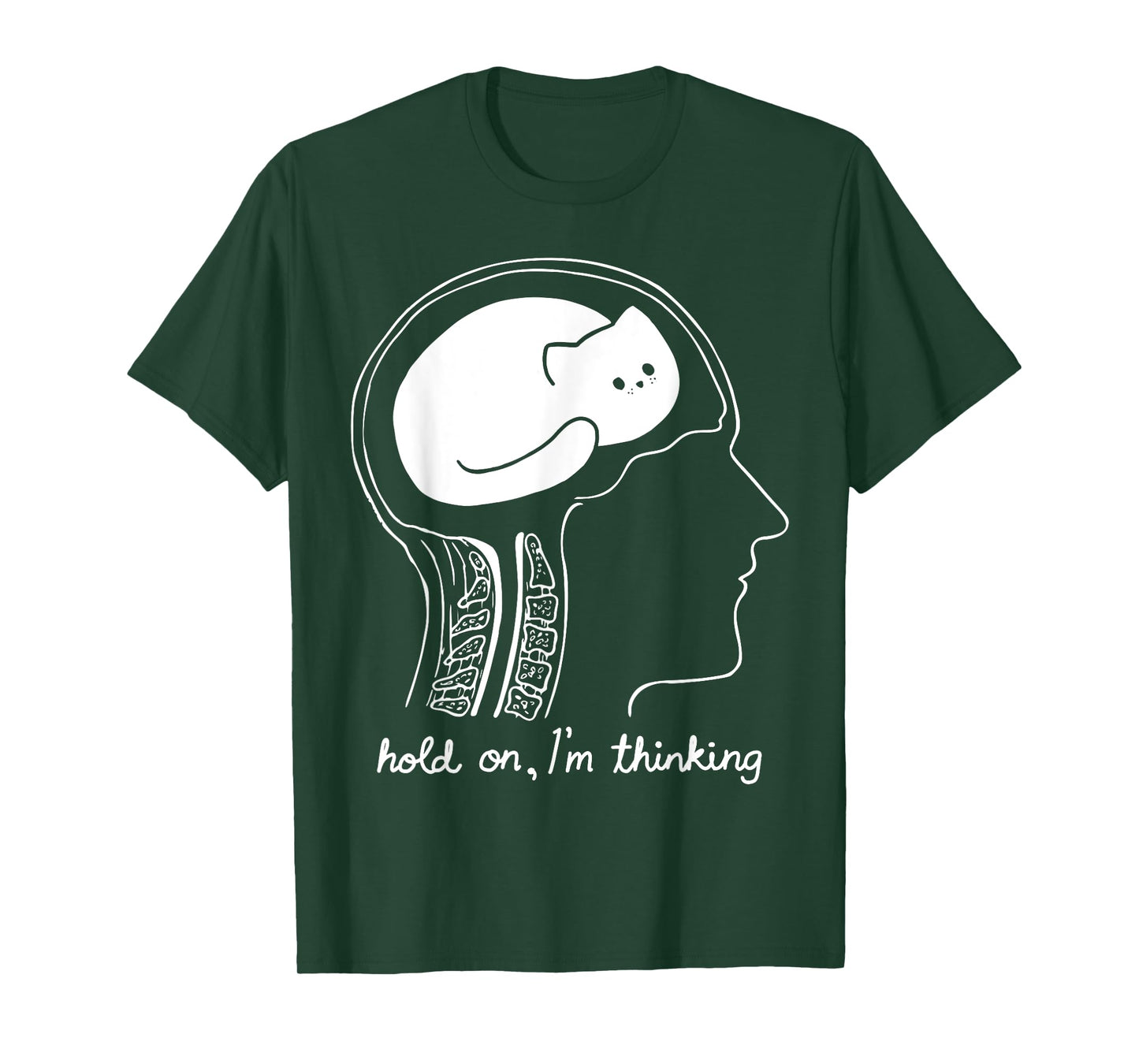 Funny Cat Brain Hold On I'm Thinking Graphic T-Shirt