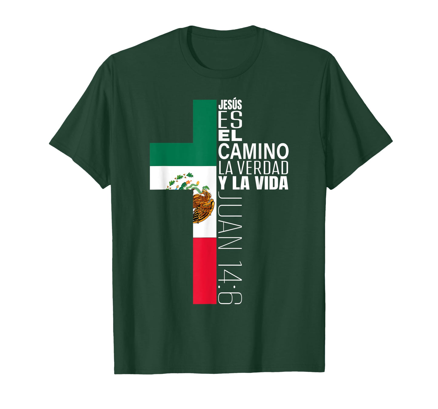 Jesus Christian Bible Verse Gifts Spanish Mexican Flag Cross T-Shirt