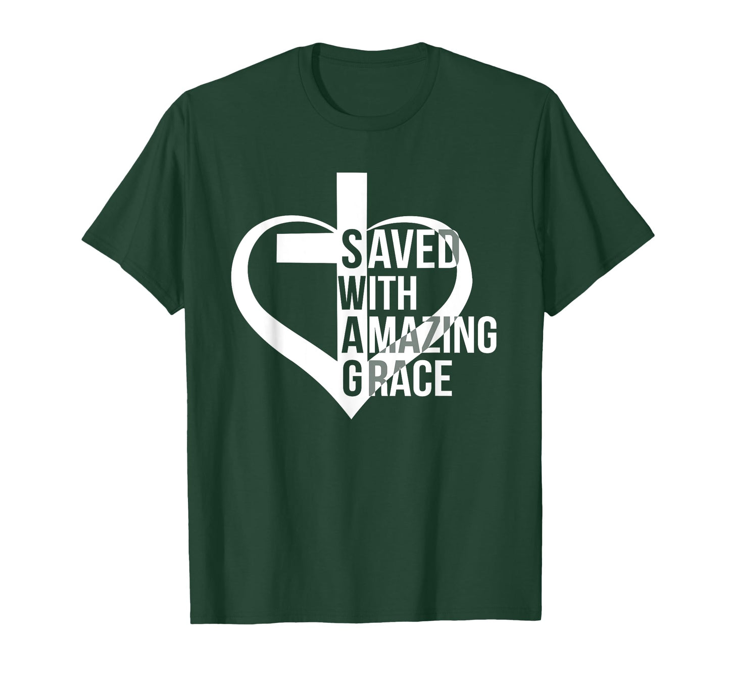 Saved With Amazing-Grace Swag Christian Faithcross Heart T-Shirt