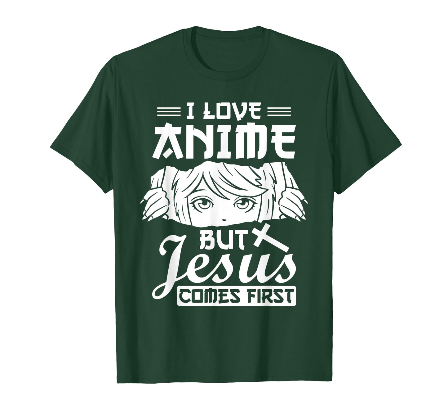 Anime Jesus Design - I Love Anime But Jesus Comes First T-Shirt