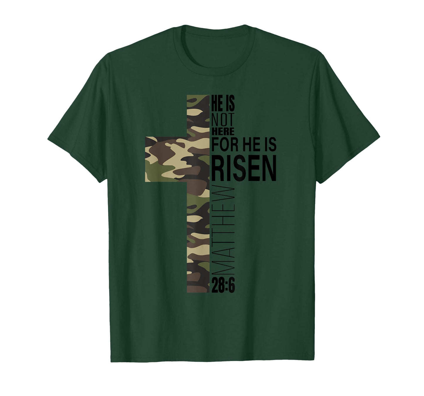 He Is Risen Jesus God Easter Christian Military Camo Cross T-Shirt