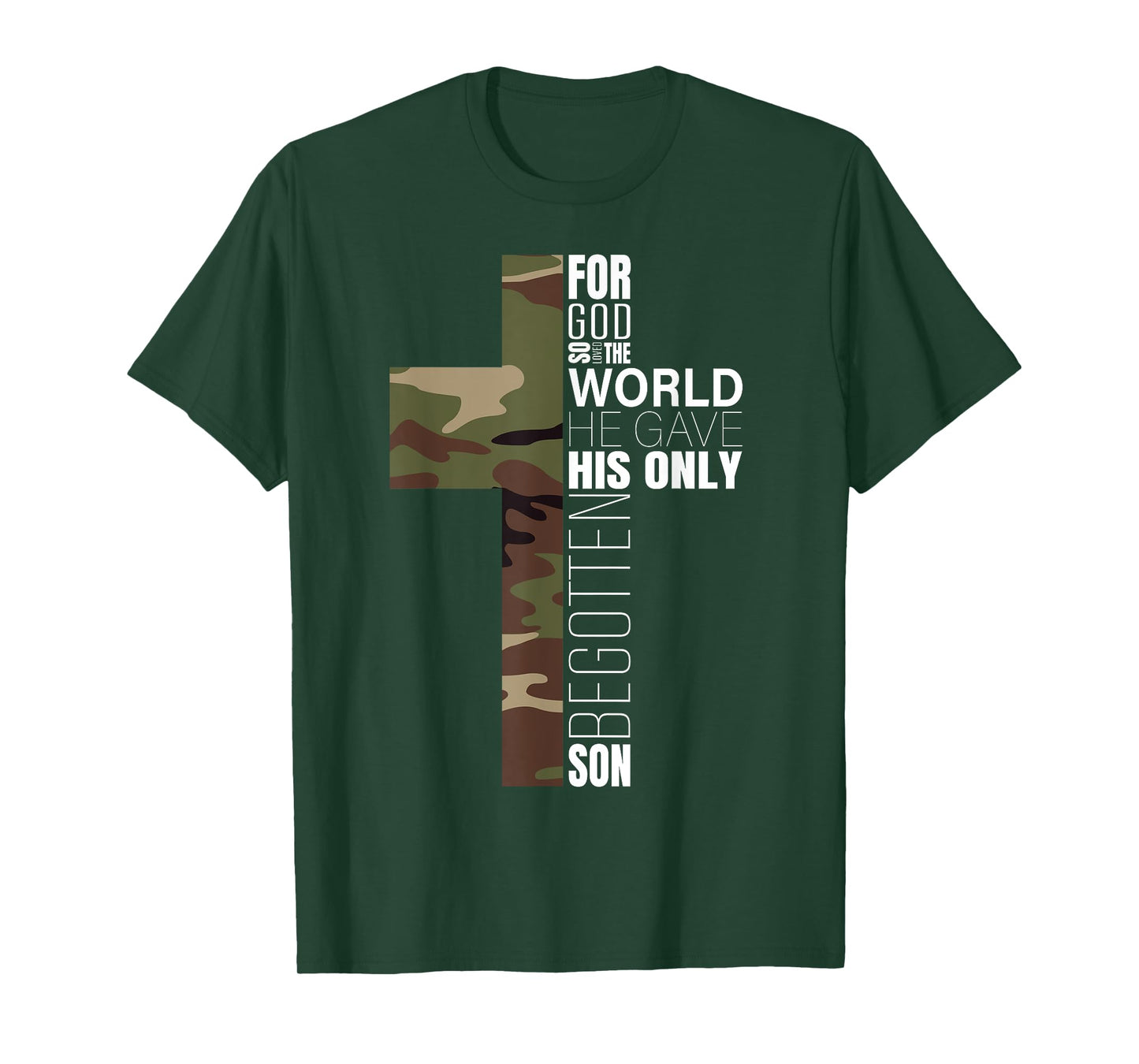 Green Camo Christian Cross Bible Verse Gifts Men John 3 16 Premium T-Shirt