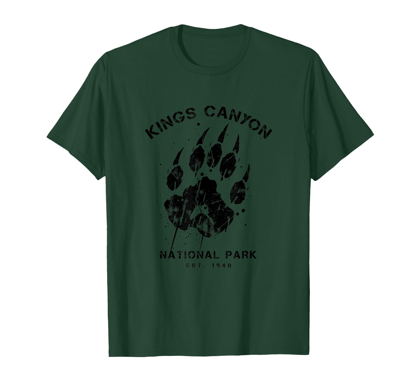 Kings Canyon National Park Vacation Bear Pawprint Graphic T-Shirt