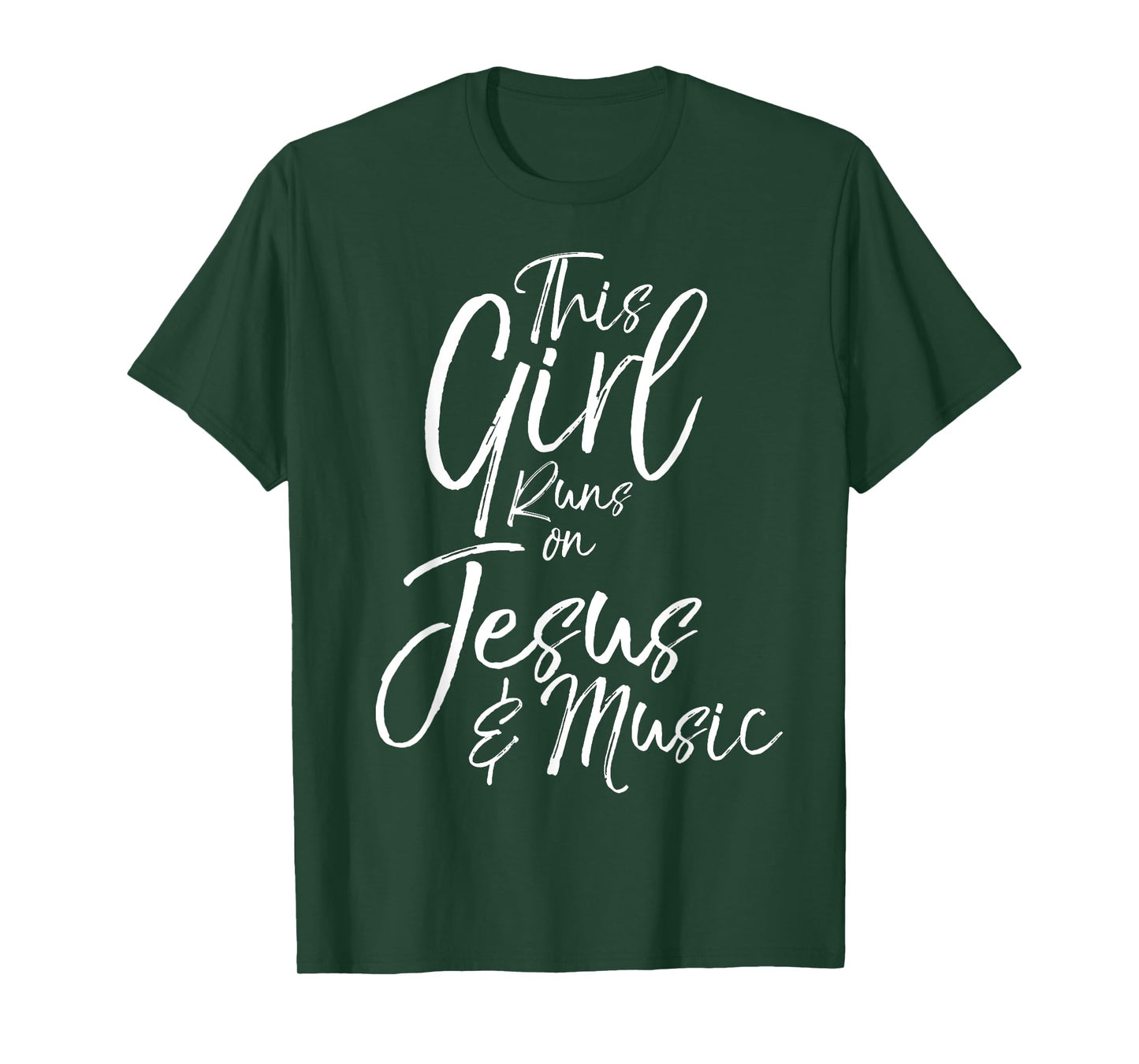 Christian Gift for Women This Girl Runs on Jesus & Music T-Shirt