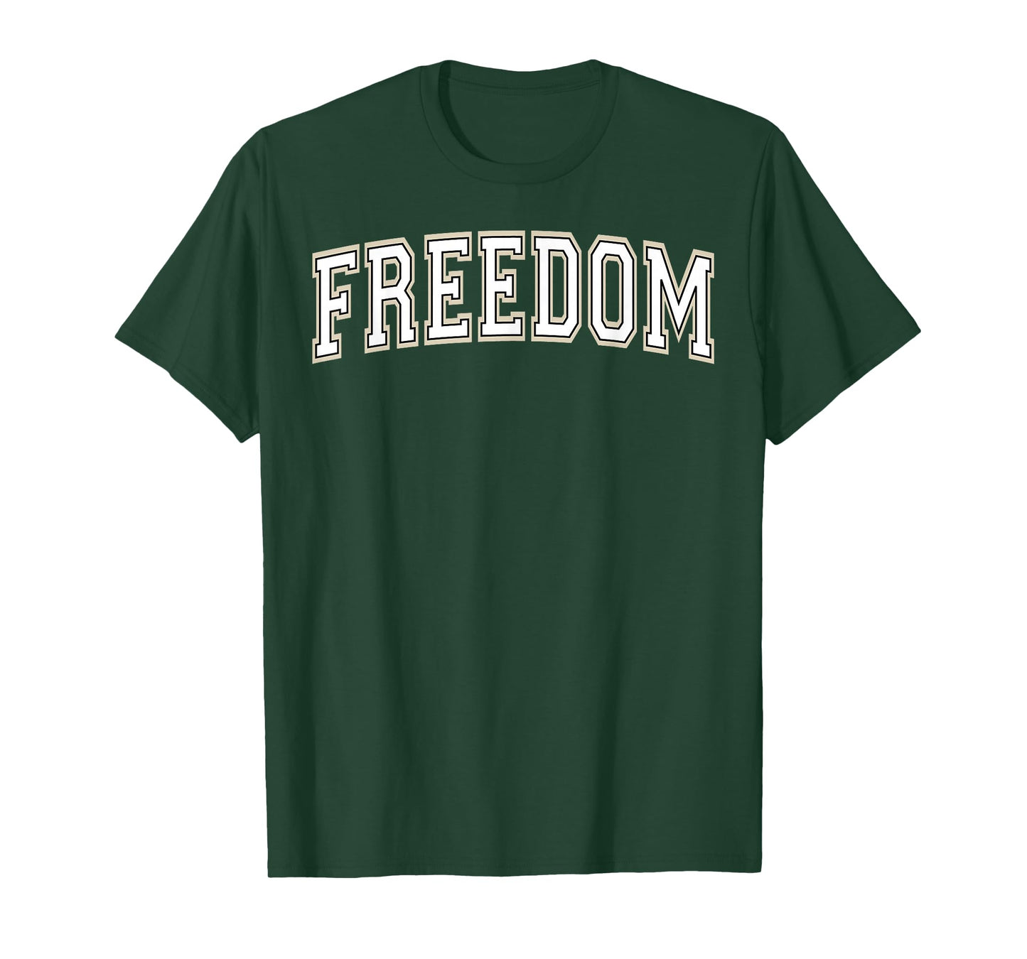 Freedom Varsity Arched White Letters T-Shirt