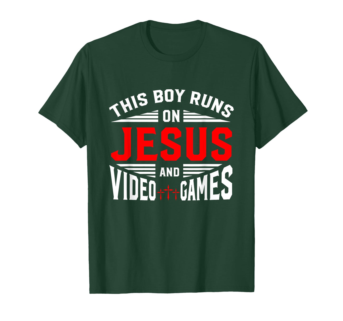 This Boy Runs On Jesus And Video Games Christian Religious T-Shirt