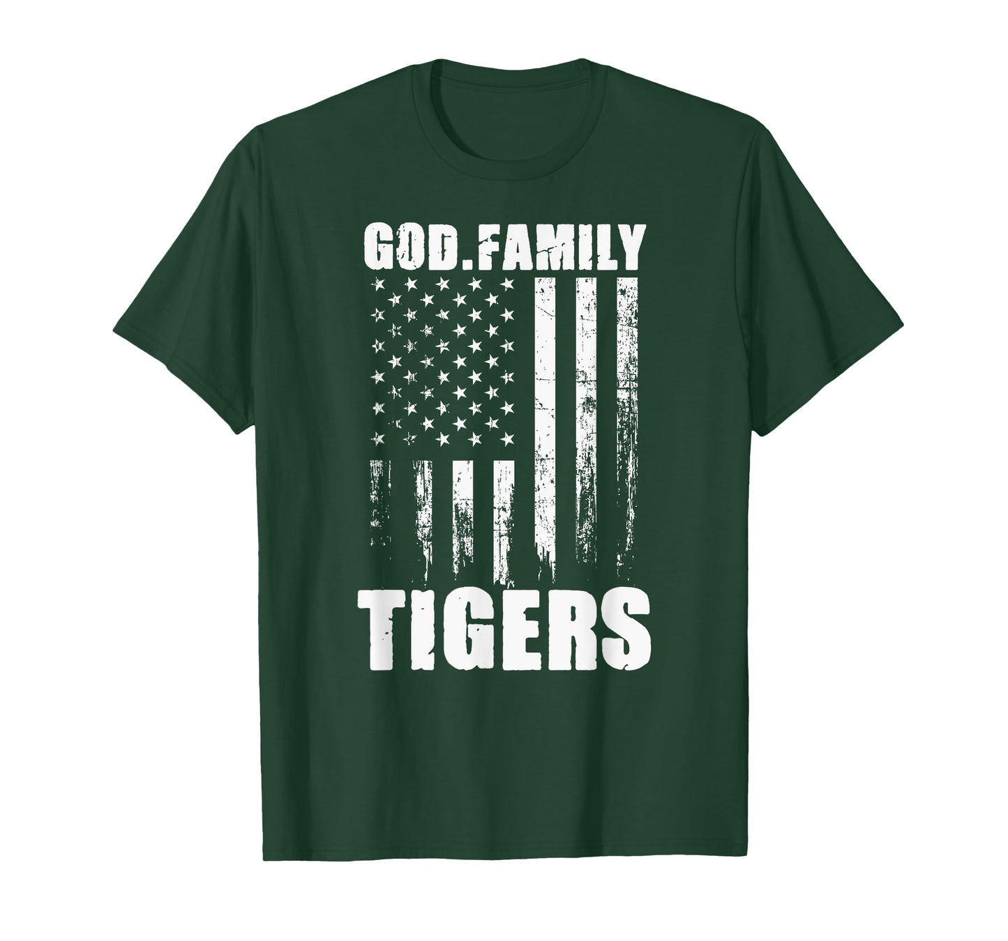 Ozark Tigers God. Family. Vintage USA Flag T-Shirt