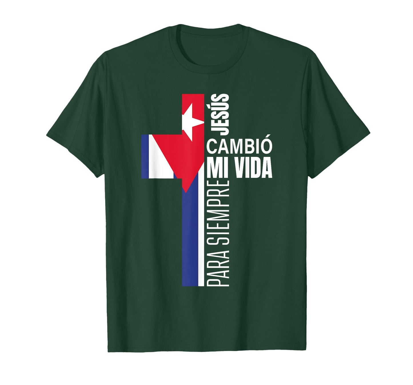 Christian Spanish Gifts Bible Verse Message Jesus Cuban Flag T-Shirt