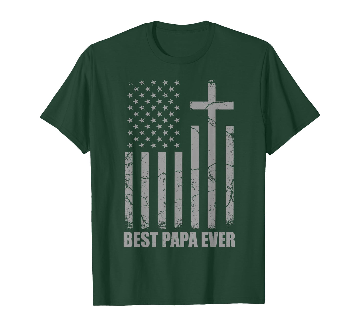 Best Papa Ever Christian Patriotic Dad USA Flag Fathers Day T-Shirt