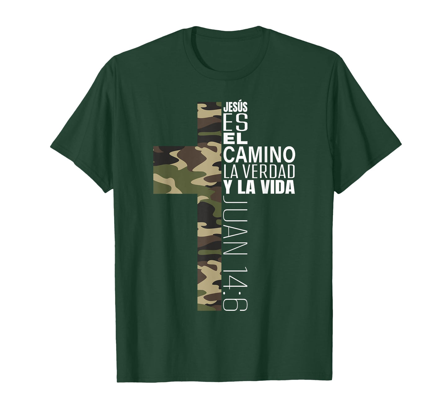 Jesus Christian Spanish Gifts Men Religious Verse Camo Cross T-Shirt
