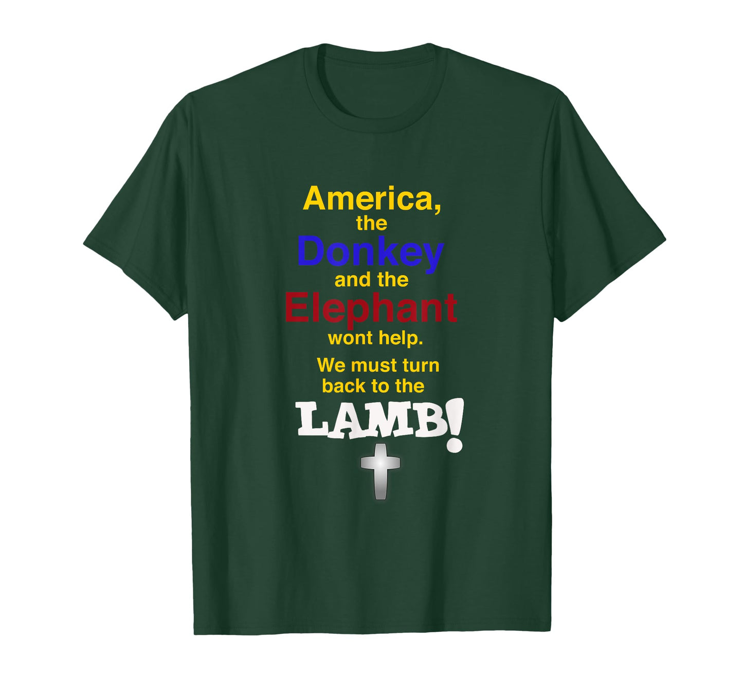 Elephant (Republican) and Donkey (Democrat) Lamb (Christian) T-Shirt
