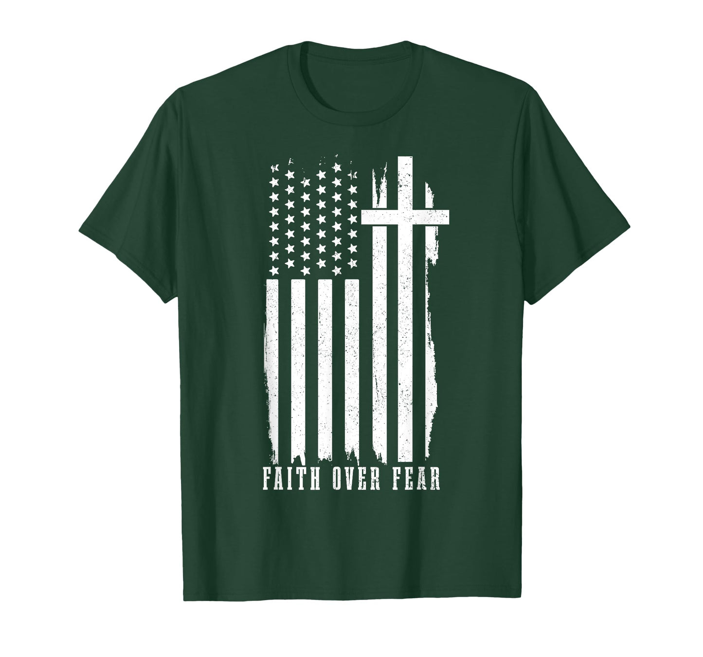 Faith Over Fear American Flag Jesus Patriotic Christian Women Men T-Shirt