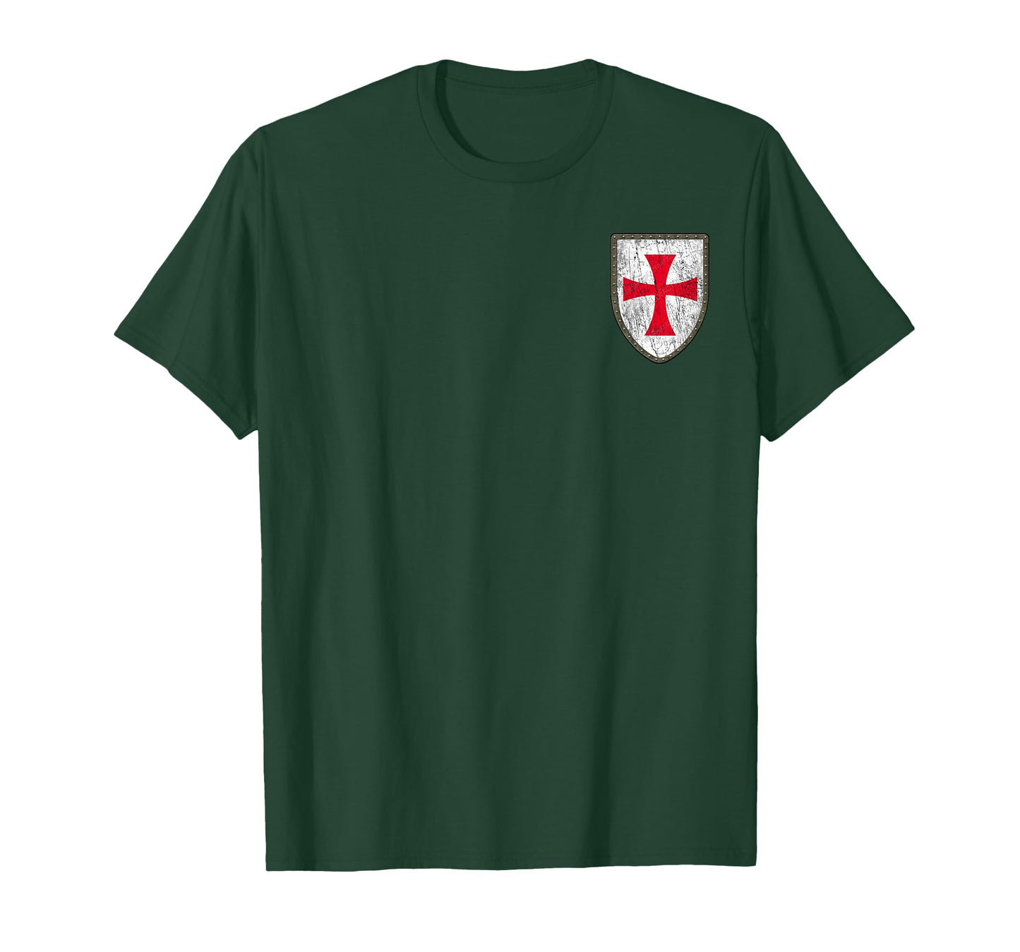 Knights Templar Shield Cross Crusades Side Print T-Shirt