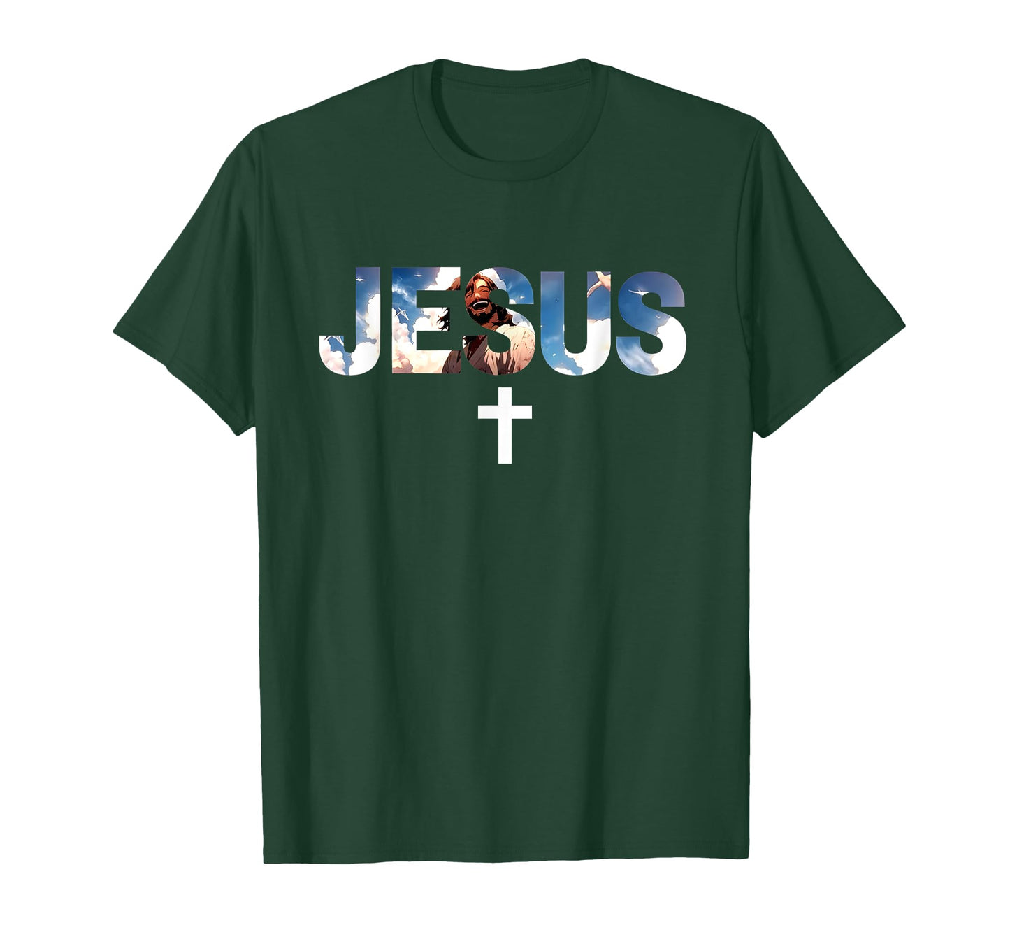 Jesus Cross Sky Art Faith Light Design T-Shirt