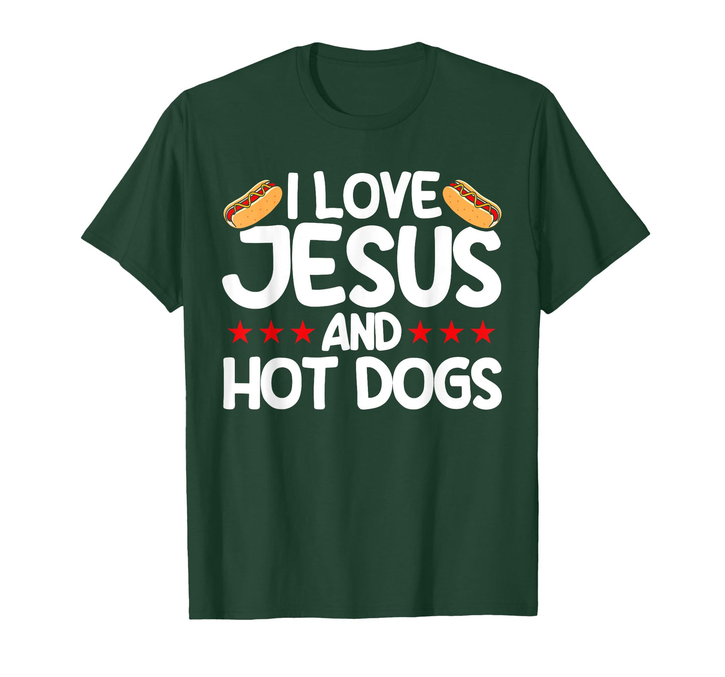 Hot Dog Adult I Love Jesus And Hot Dogs T-Shirt