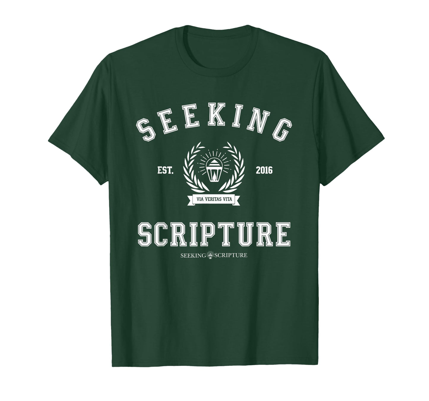 Collegiate Style Seeking Scripture: Via Veritas Vita T-Shirt