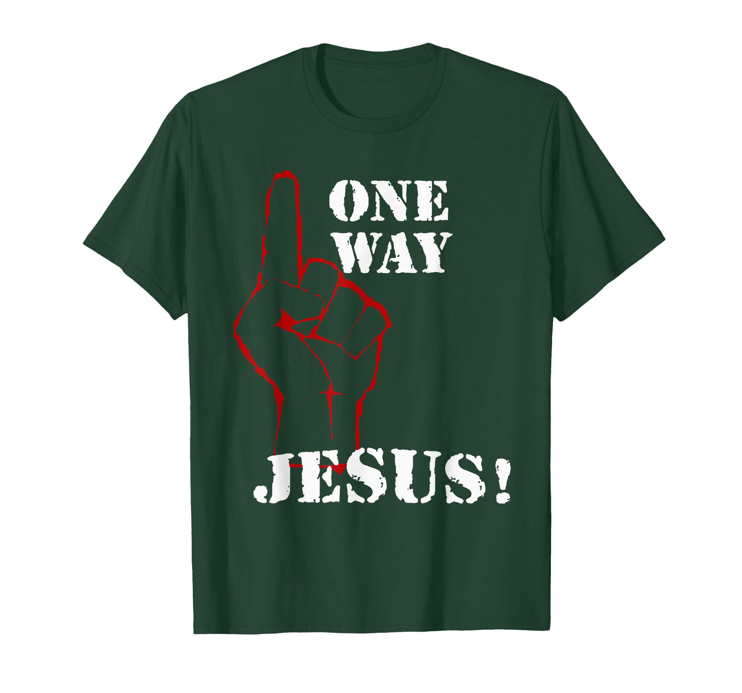 One Way Jesus People Christian Revolution Finger Up Retro T-Shirt