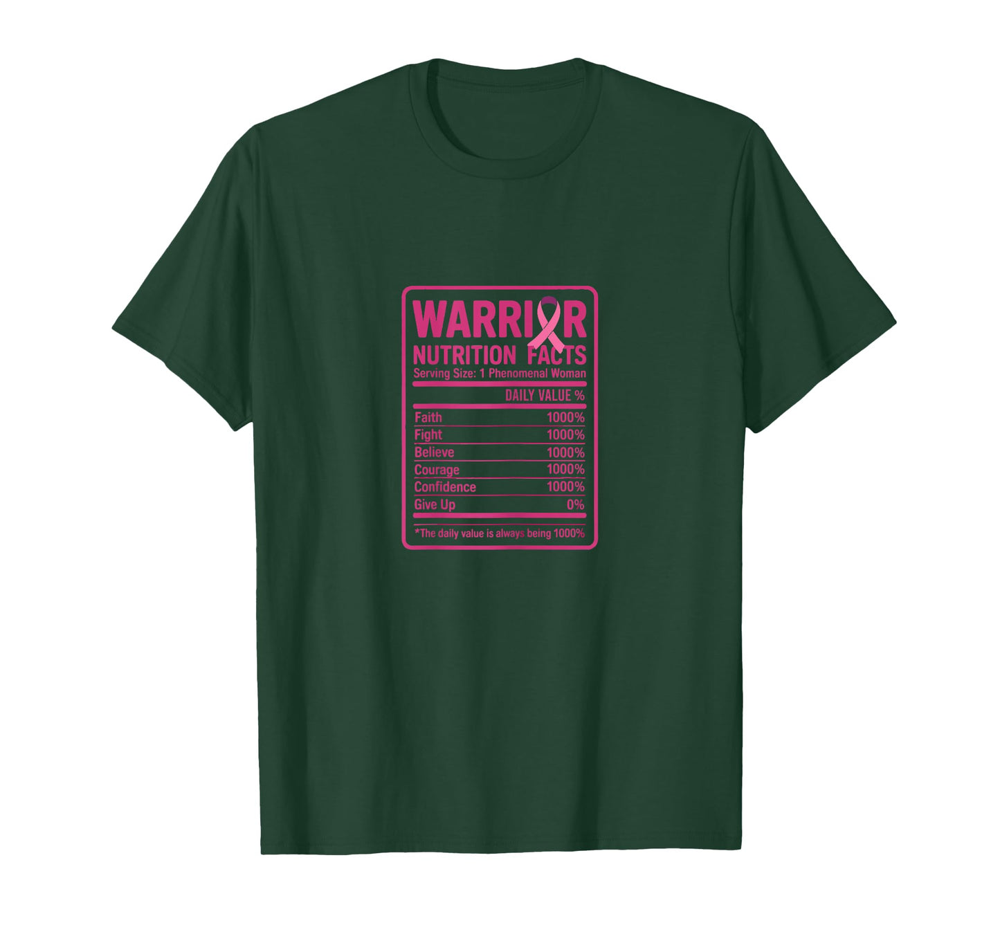 Warrior Nutrition Facts Breast Cancer Awareness Design T-Shirt