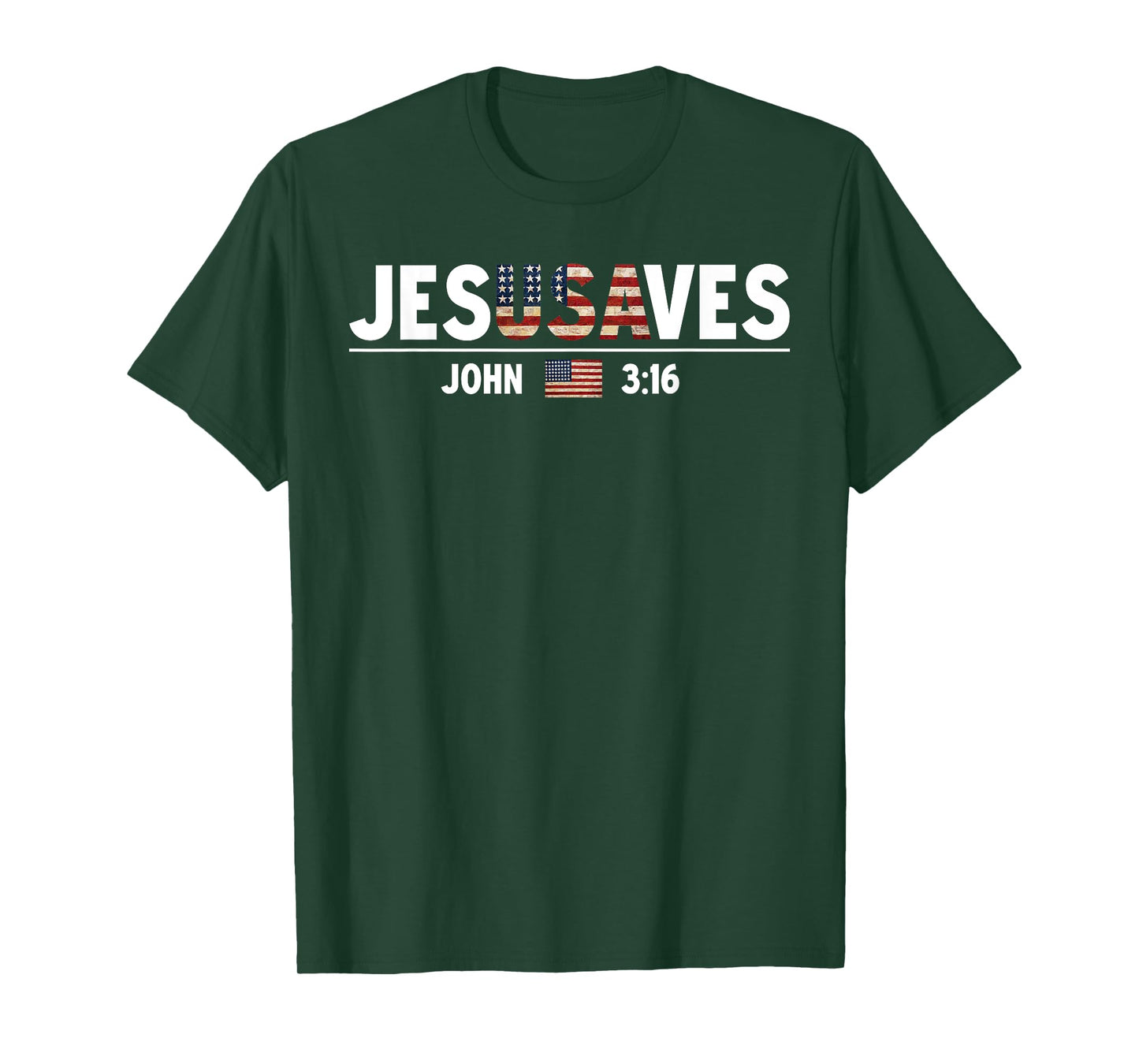 Jesus Saves JesUSAves USA American Flag Patriotic Christian T-Shirt