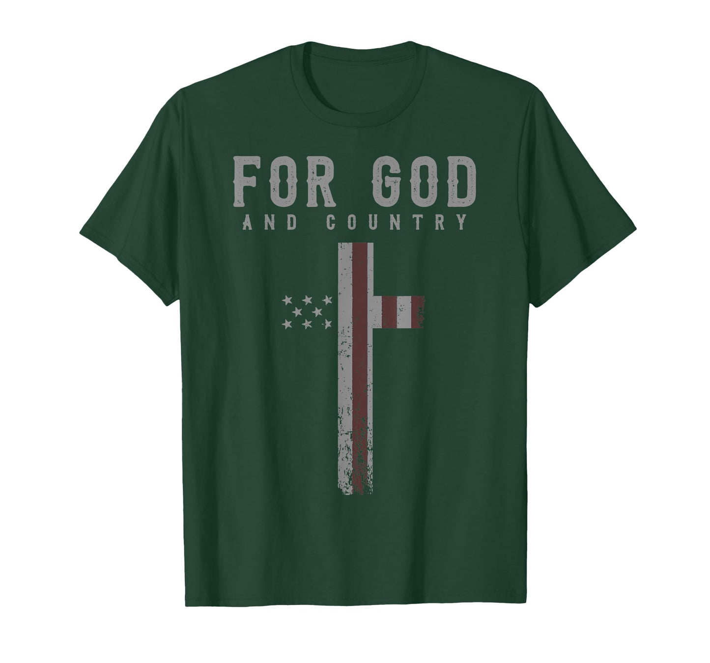 For God and Country Cross American Flag US Patriotic Faith T-Shirt for Women Men