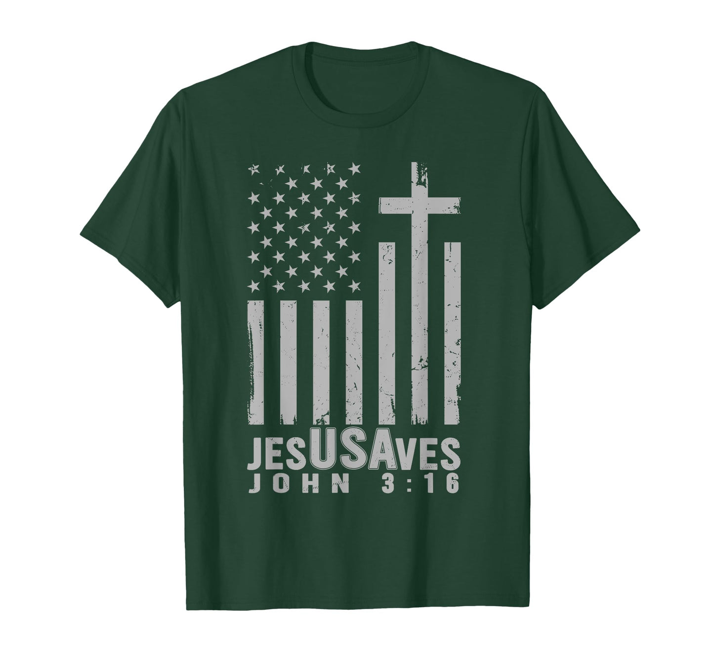Jesus Saves USA American Flag Patriotic Christian Religious T-Shirt