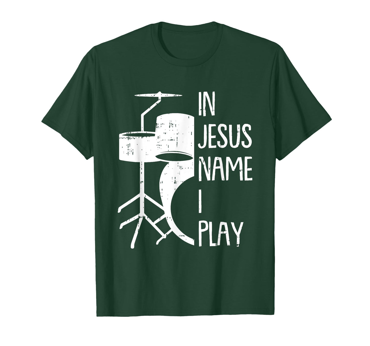 In Jesus Name Christmas Cool I Play Drum Christian Drummer T-Shirt