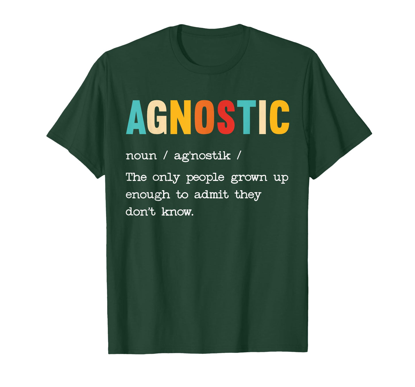 Agnostic Definition Anti-Religion Agnosticism Atheist T-Shirt