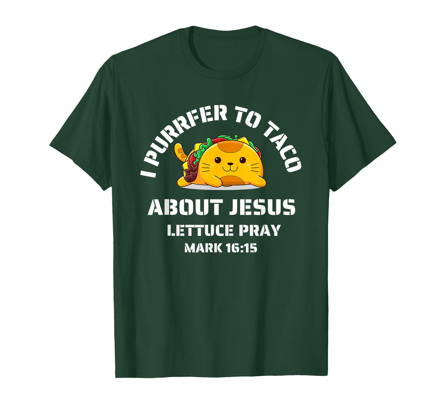 Funny Cat Let's Taco About Jesus Lettuce Pray Kids Toddler T-Shirt