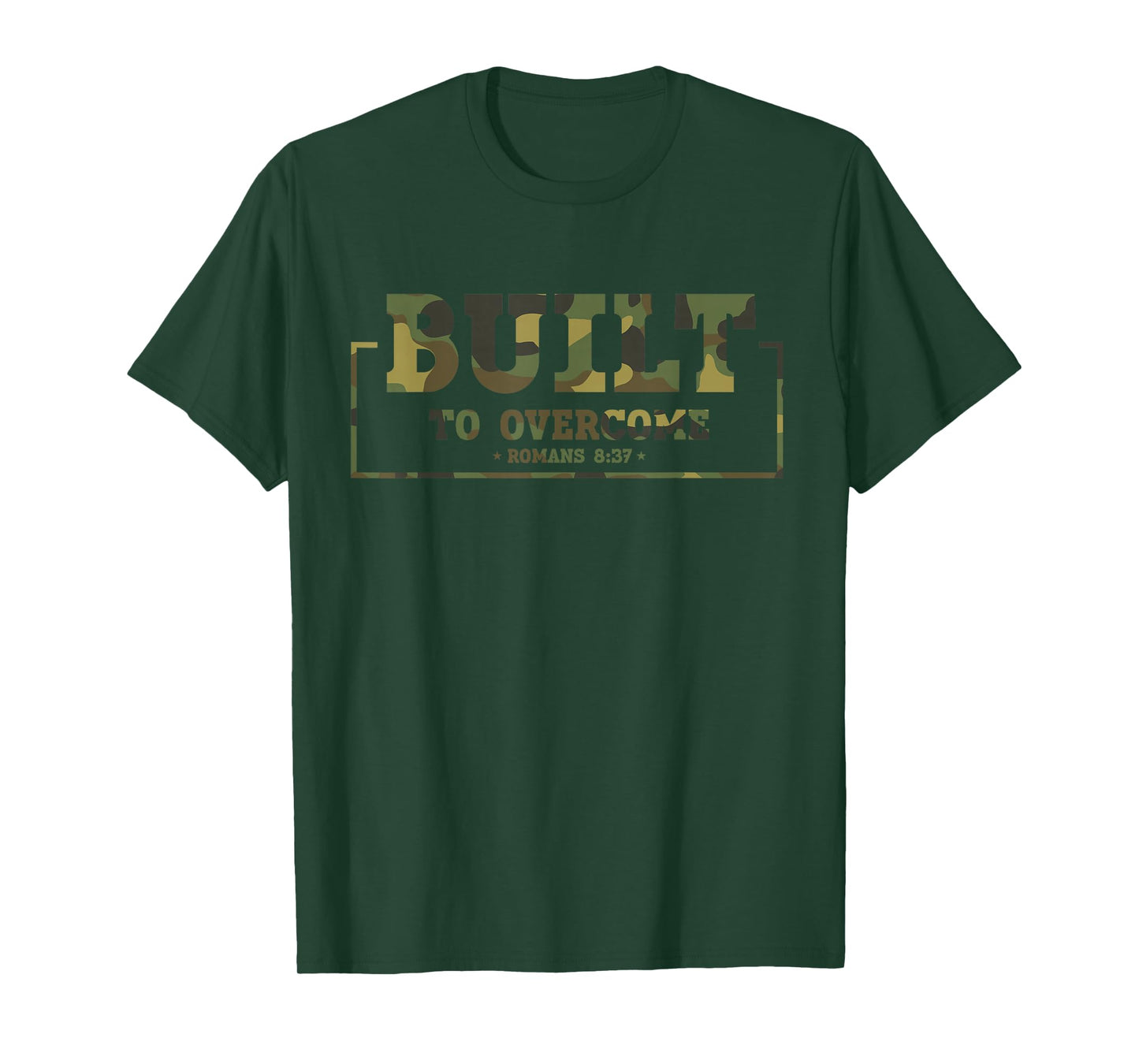 Built to Overcome Camo Workout Faith Scripture Christian Gym T-Shirt
