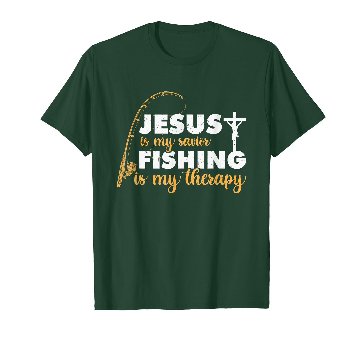 Jesus is my savior, fishing is my therapy religious apparel T-Shirt