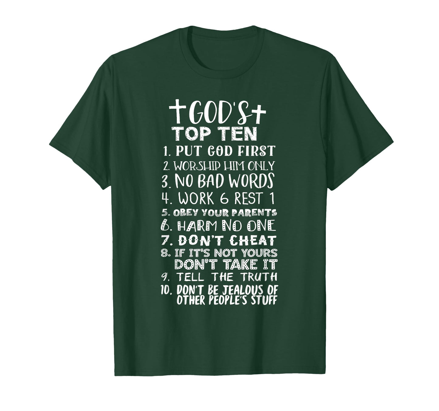 God's Top Ten 10 Commandments Jesus Christian Bible Verse T-Shirt