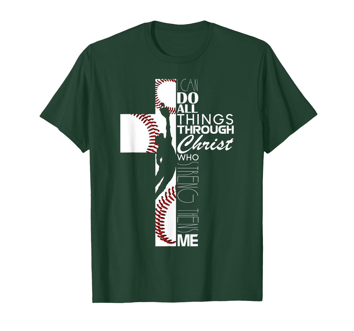Funny I Can Do All Things Baseball Catcher Pitcher Boys Men T-Shirt