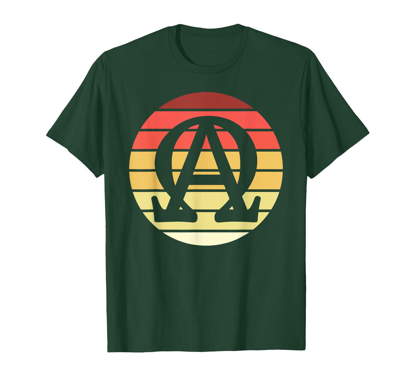 Alpha and Omega Symbol Retro Sunset Art Catholic Men Priests T-Shirt
