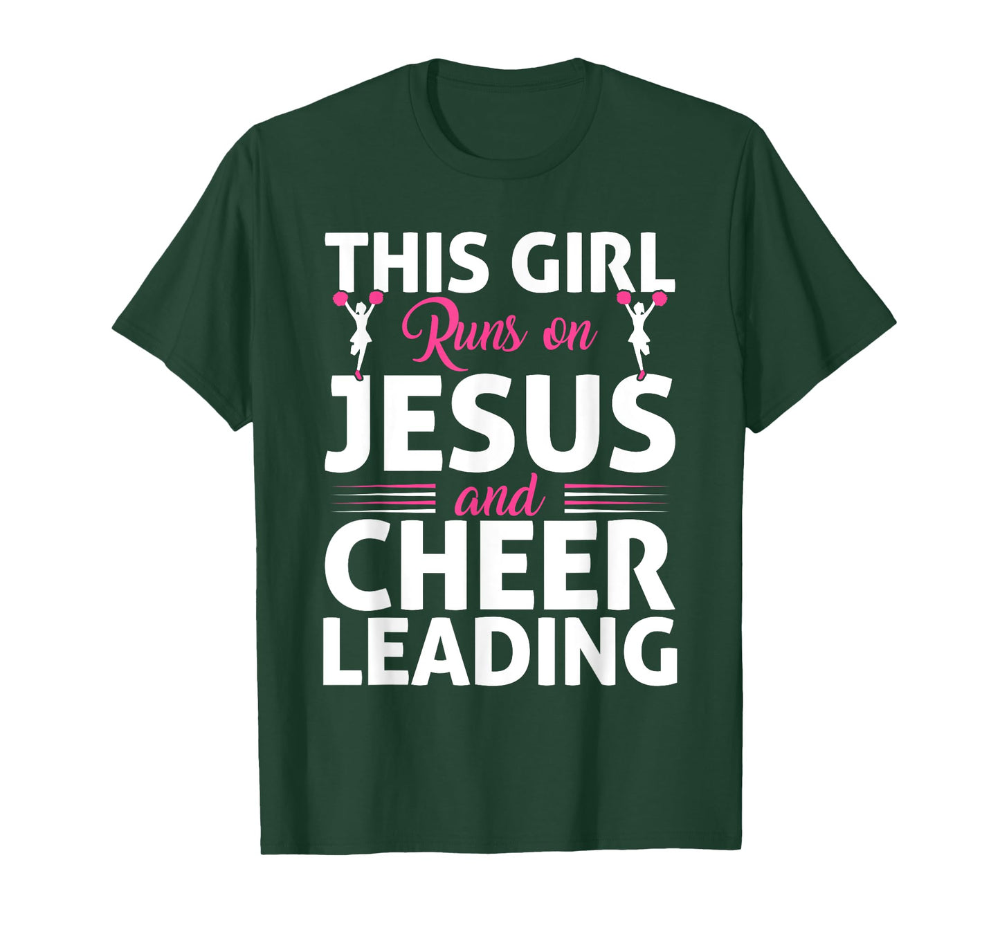 Cheer Cheerleading Jesus Faith Christian This Girl Runs On T-Shirt