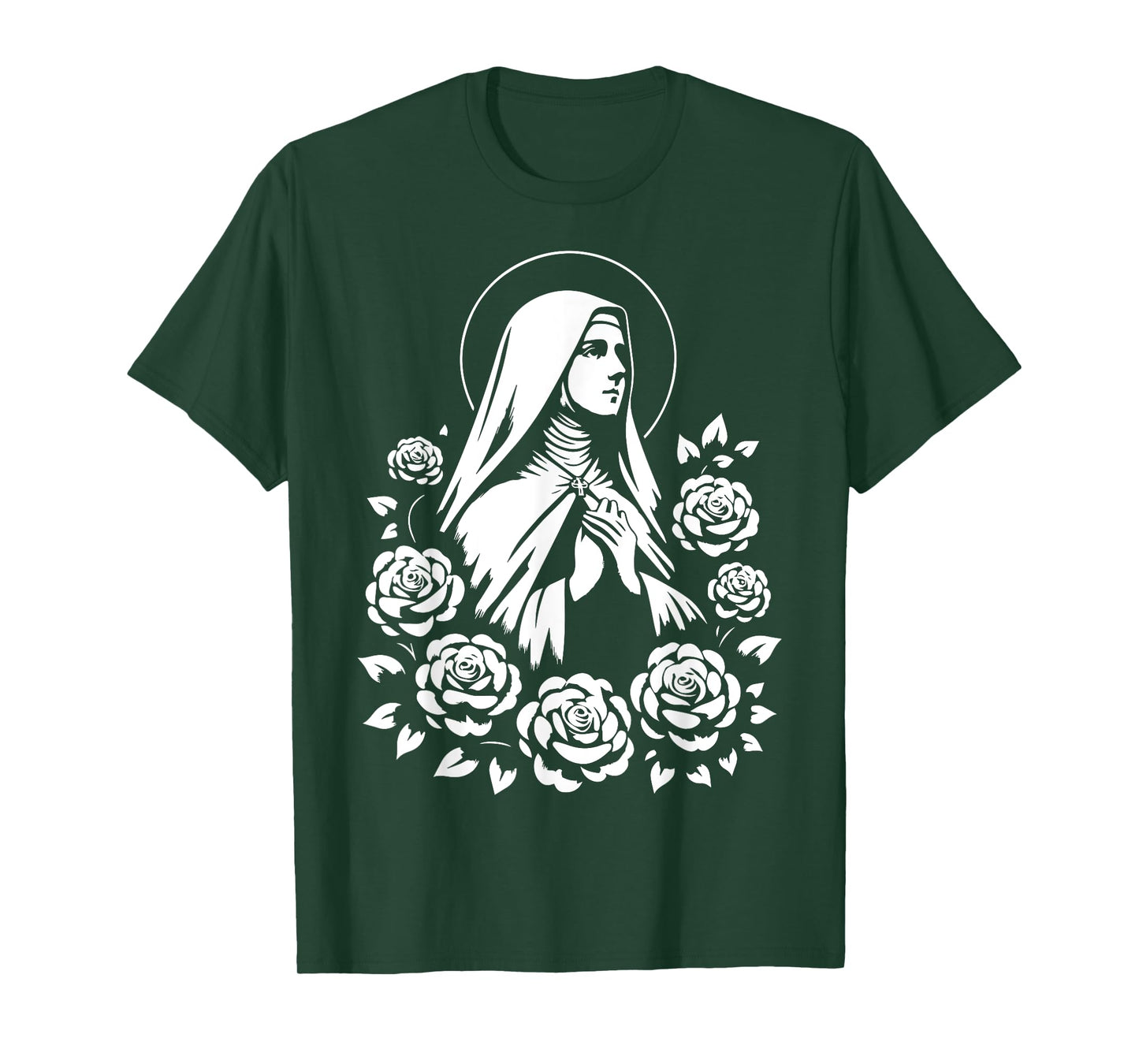 St Therese of Lisieux Little Flower Saint Roses Catholic Art T-Shirt