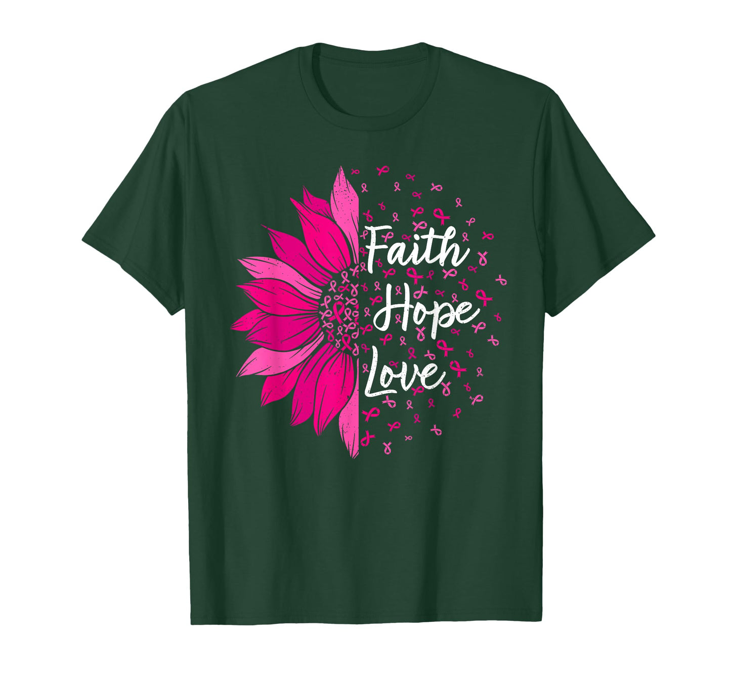 Faith Hope Love Sunflower Breast Cancer Awareness T-Shirt