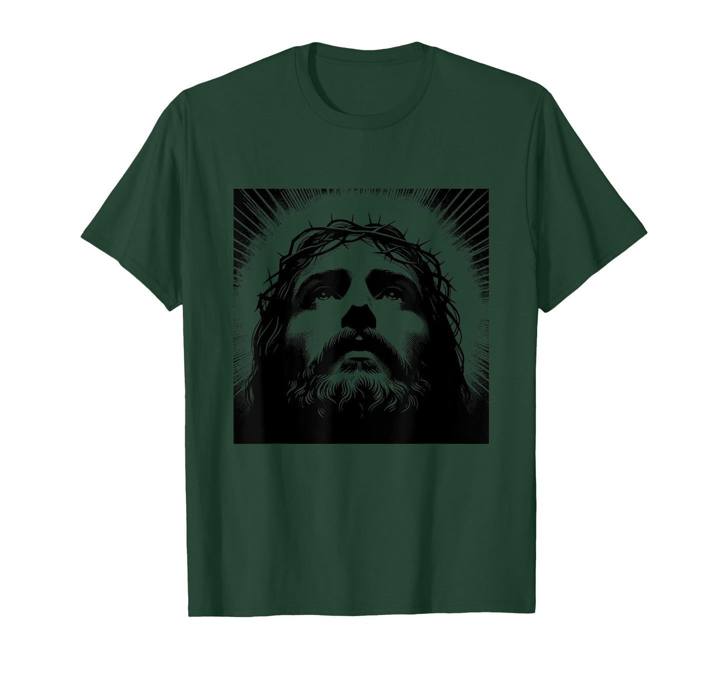 Face of Christ Crown of Thorns Christian Engraving Jesus T-Shirt
