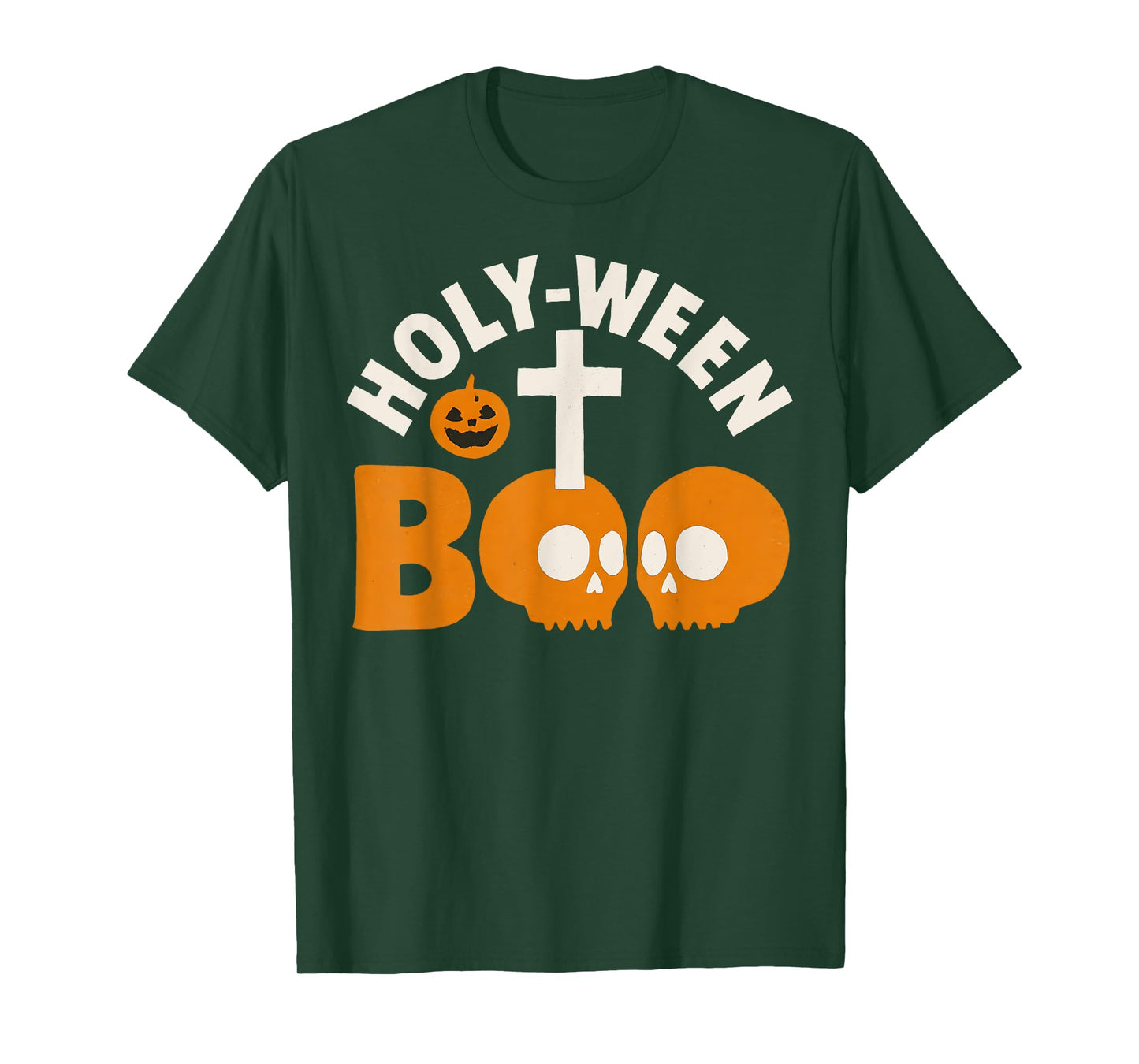 Holy-Ween Boo Christian Halloween Cross and Skull Catholic T-Shirt