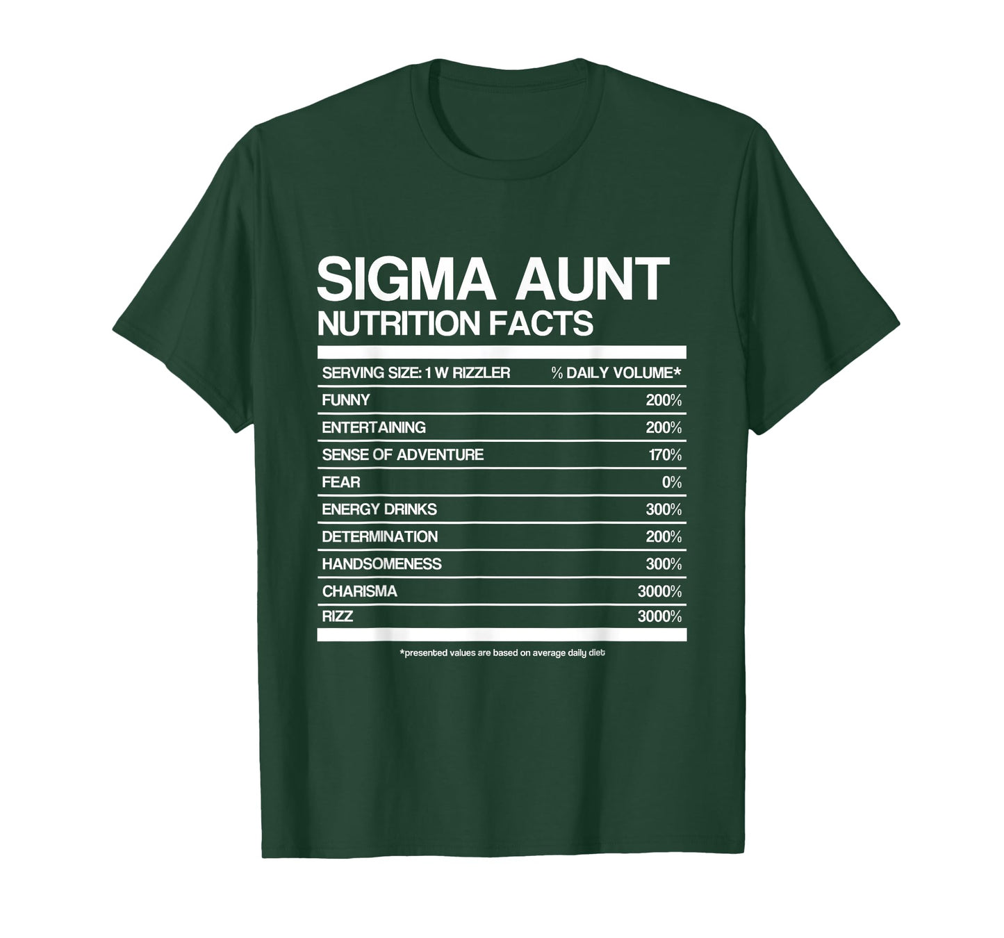 Funny Sigma Aunt Nutrition Facts Sigma Family aunty Meme T-Shirt