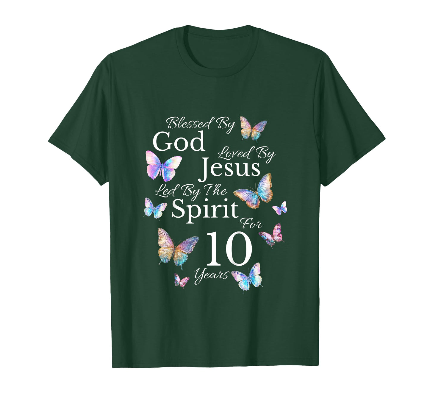Kids Blessed By God Loved By Jesus For 10 Years Old 10th Birthday T-Shirt