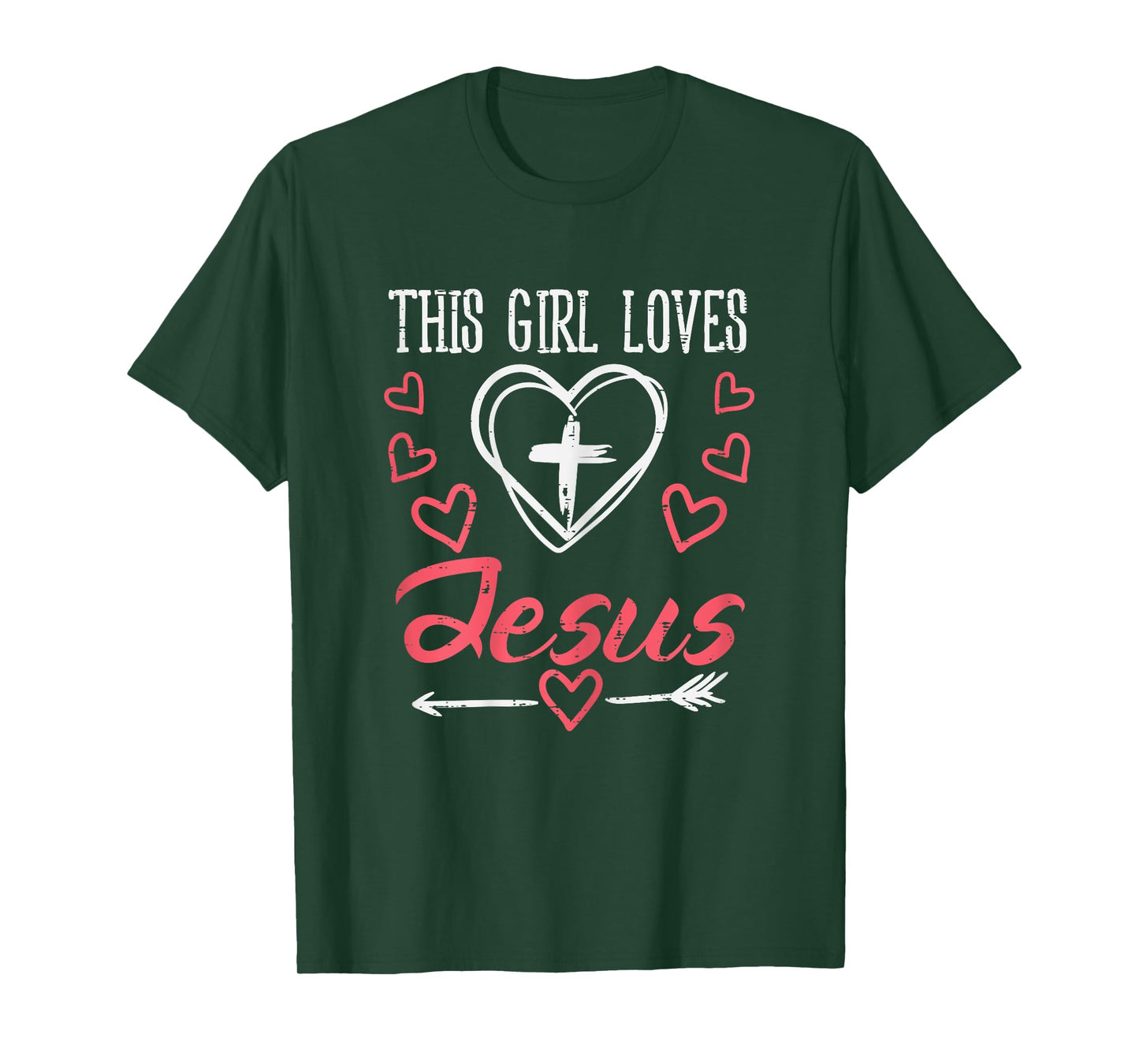 Heart Cross This Girl Loves Jesus God Christian Girls Women T-Shirt