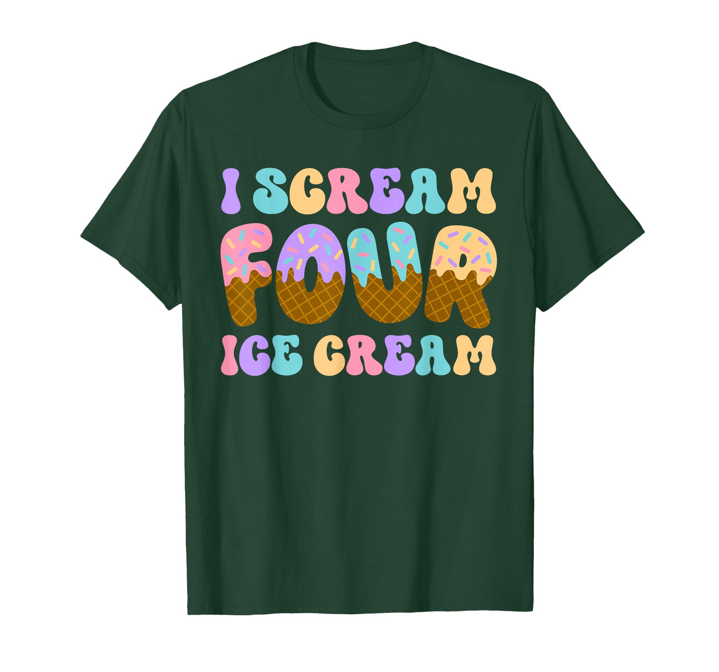 I Scream Four Ice Cream 4th Birthday Kid Boy Girl Bday Party T-Shirt