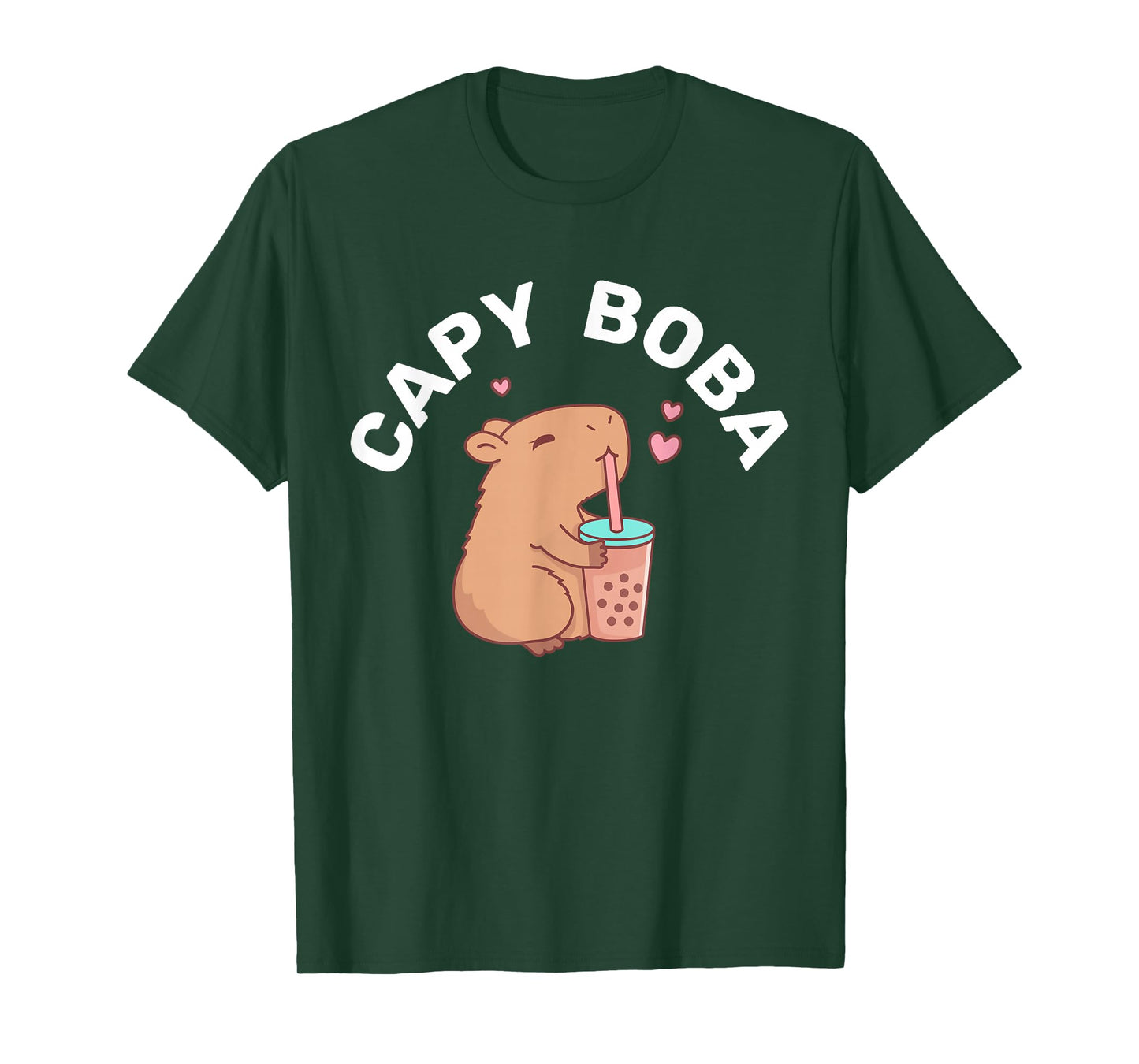 Funny Capybara Rodent, Capyboba Boba Milk Tea T-Shirt