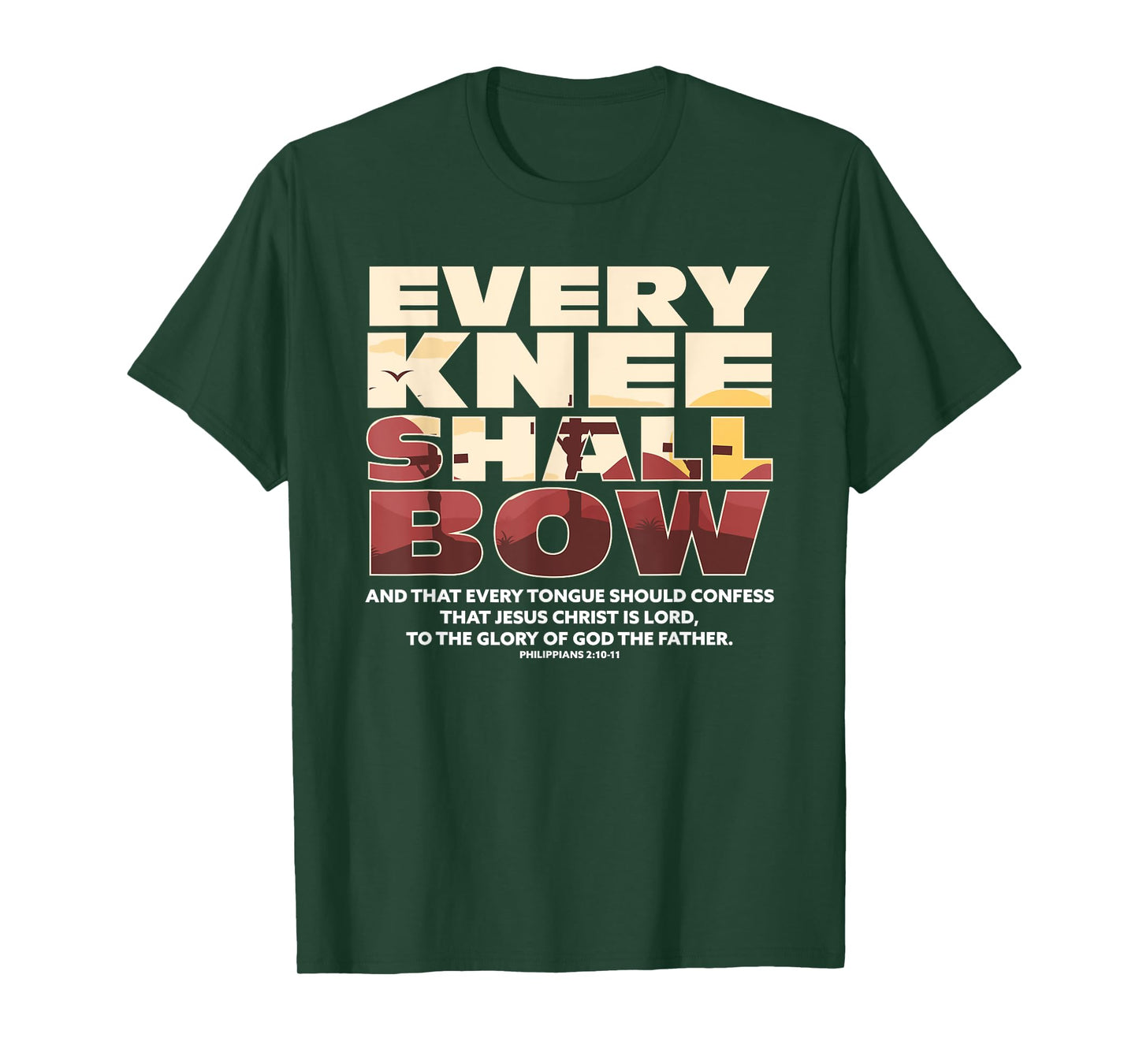 Every Knee Shall Bow Christian Religion Bible Verse T-Shirt