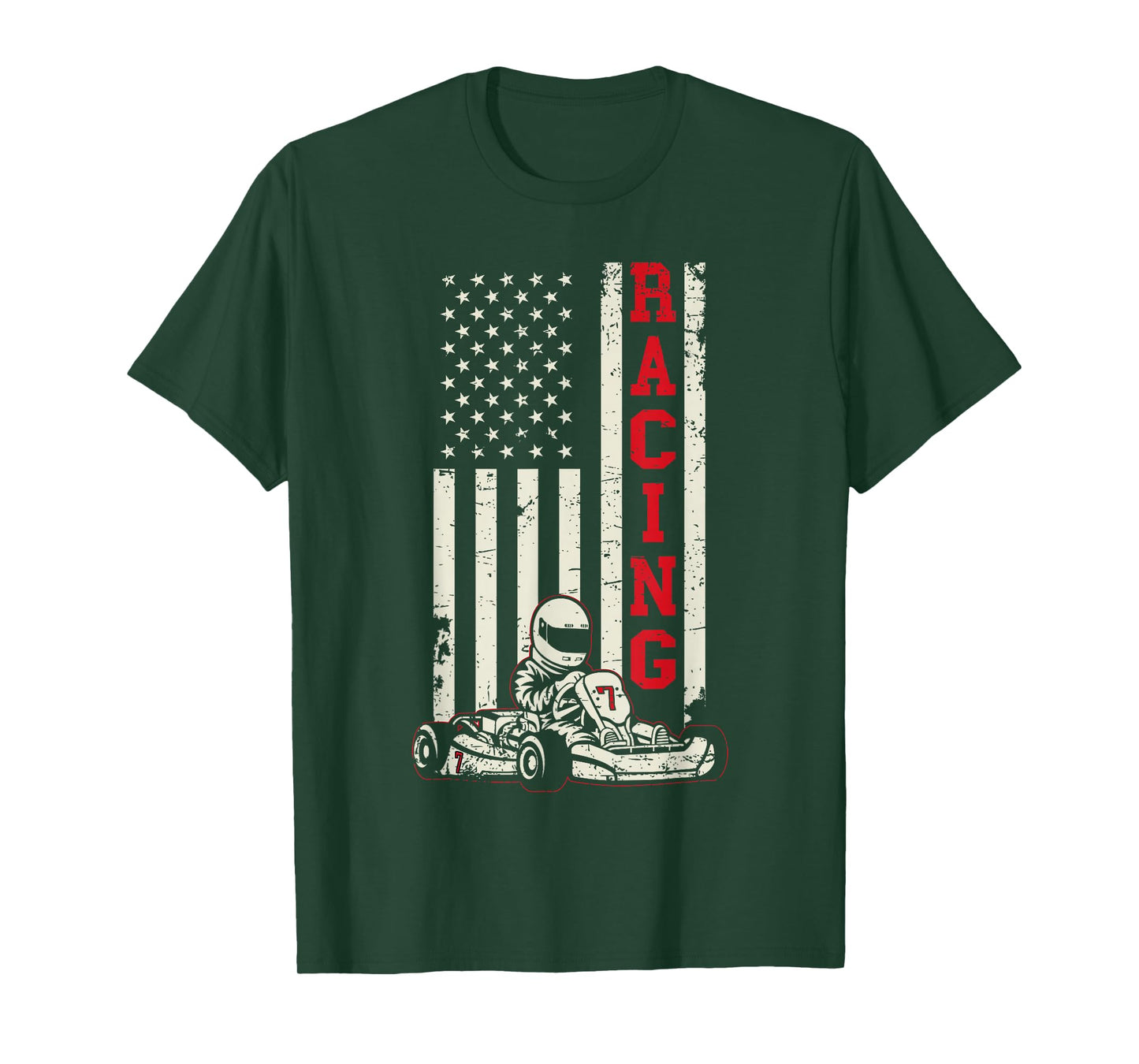 Go Kart Racer US Flag Karting American Racer Go Kart T-Shirt