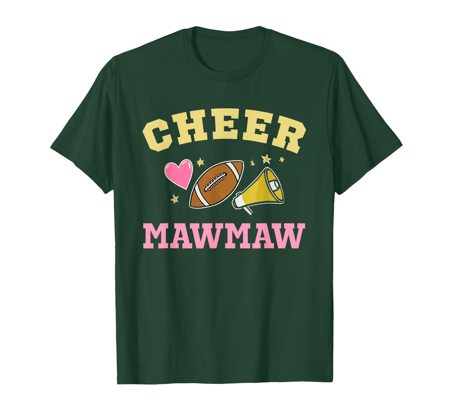 Cheer MawMaw Heart Cheerleader Cheerleading Football Maw-Maw T-Shirt