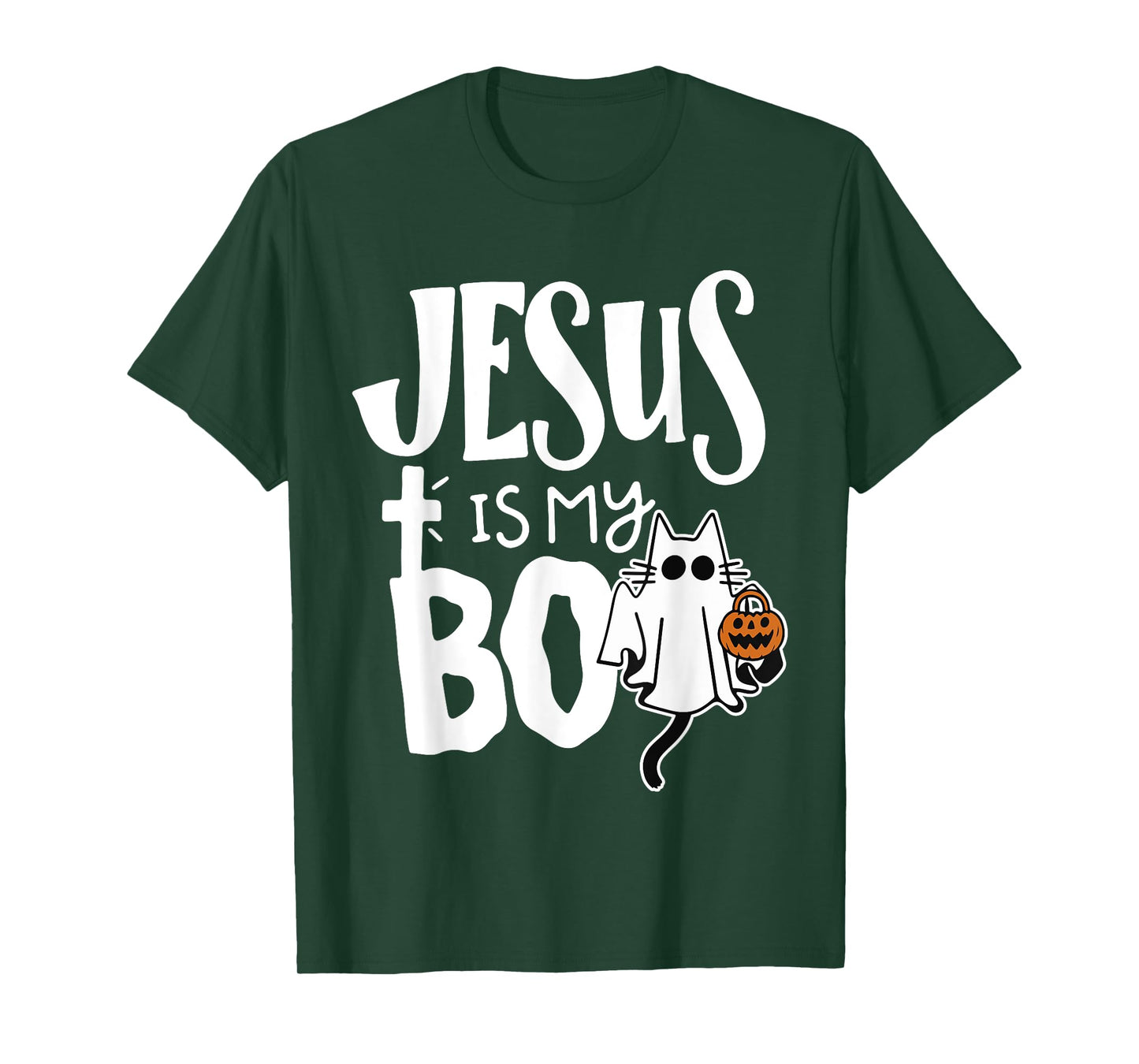 Jesus is My Boo - Funny Spooky Cat Christian Halloween T-Shirt