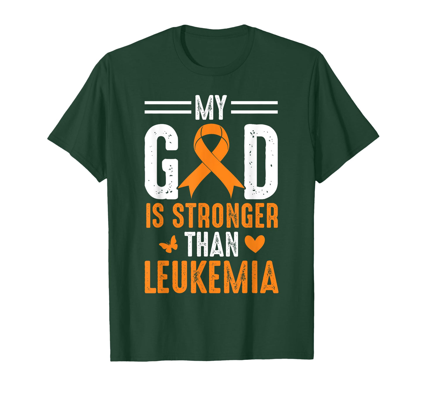 My God Is Stronger Than Leukemia Awareness Orange Ribbon T-Shirt