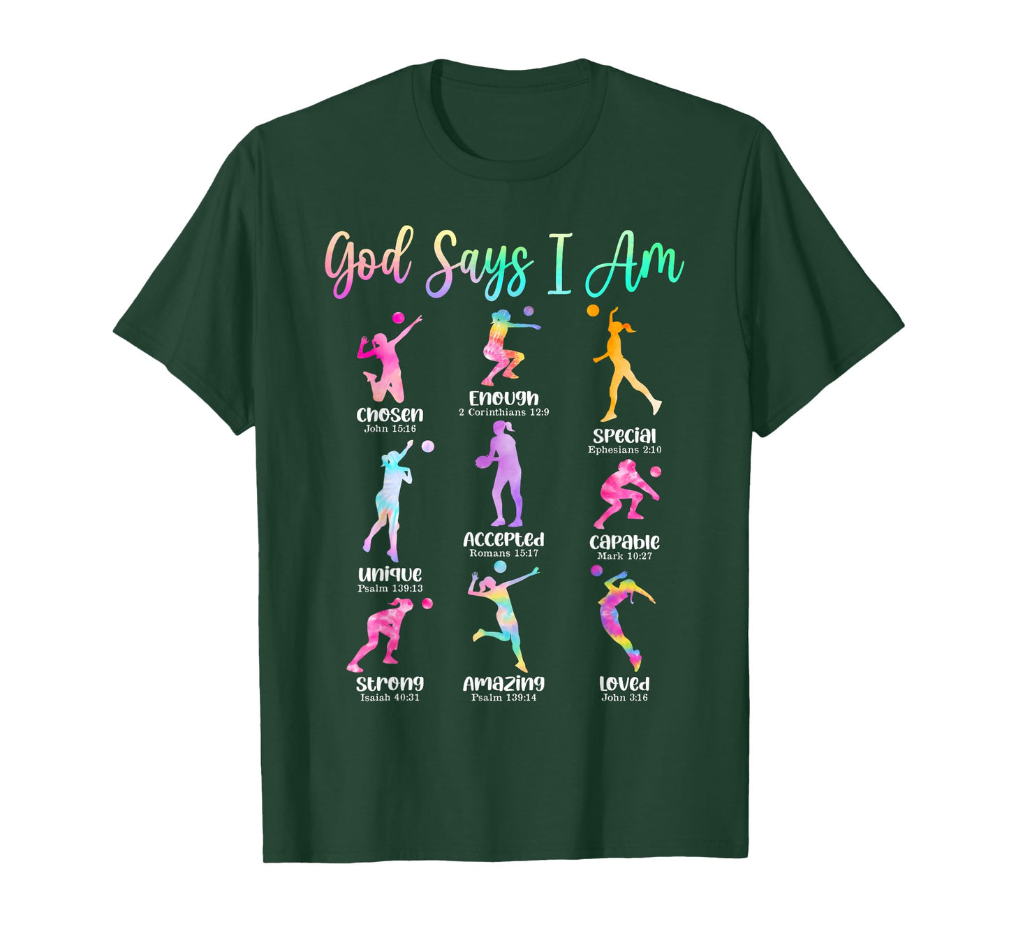 God Says I Am Christian Girls Teens Kids Volleyball Lover T-Shirt